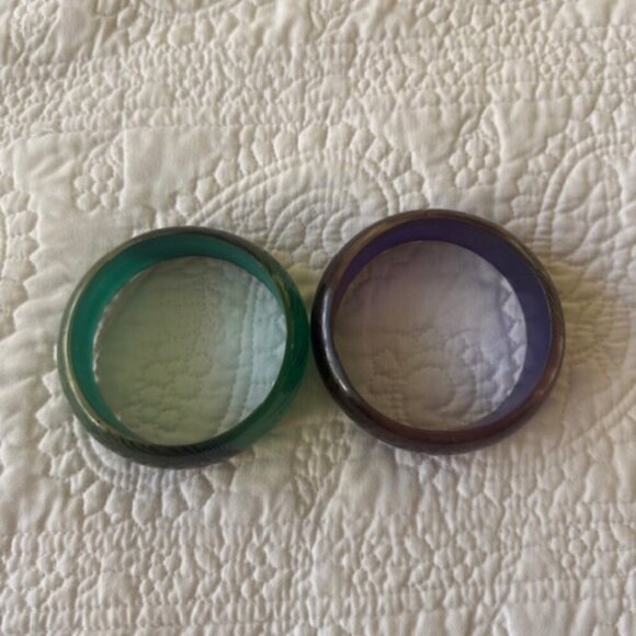 Vintage Bangle Peacock Feather Plastic Bangles - Picture 6 of 7